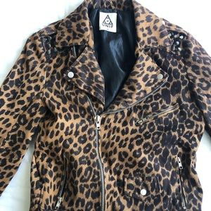 UNIF Studded Leopard Moto Jacket